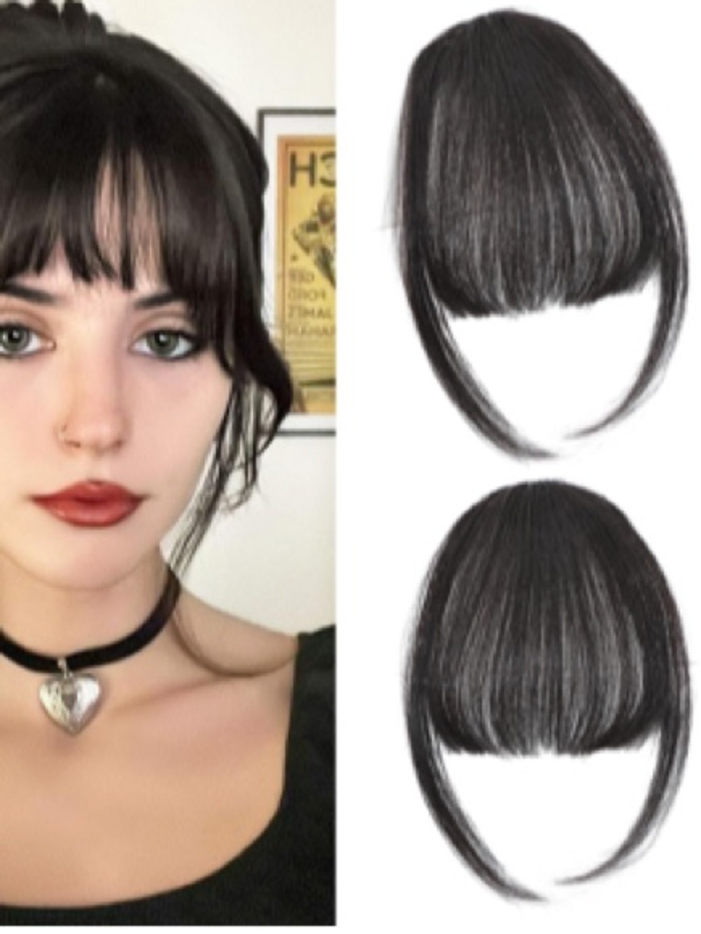 Clip-In Bangs in Black - Realistic Fringe Accent